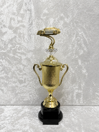Trofeo Dorado Rally Car con Copa Clásica y Detalle Acrílico Personalizable