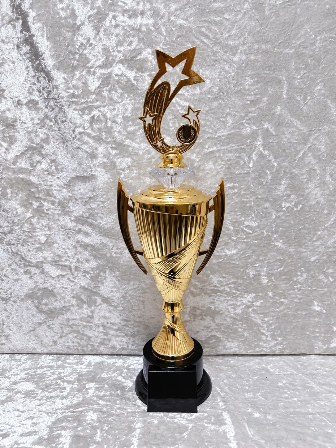 Trofeo Copa Dorada Premium con Estrellas, Disco Personalizable y Diamante