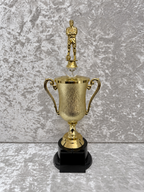 Trofeo Copa Dorada Premium de Fútbol con Jugador, Diamante de Color y Placa Personalizable