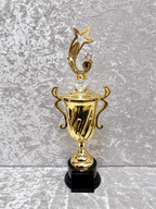 Trofeo Copa Dorada Premium con Estrellas, Diamante de Color, Disco para Logo y Placa Personalizable