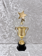 Trofeo Copa Dorada Premium con Estrella Grande, Diamante de Color y Placa Personalizable