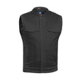 Chaleco de Cuero Negro para Motociclista Estilo SWAT con Ajuste Lateral