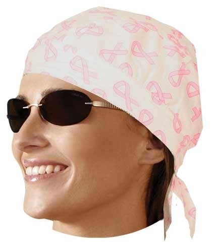 Bandana Ajustable de Algodón para la Cabeza – Lazos Rosados