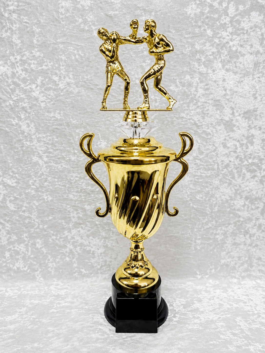 Trofeo Copa de Boxeo con Dos Peleadores y Opciones de Diamante