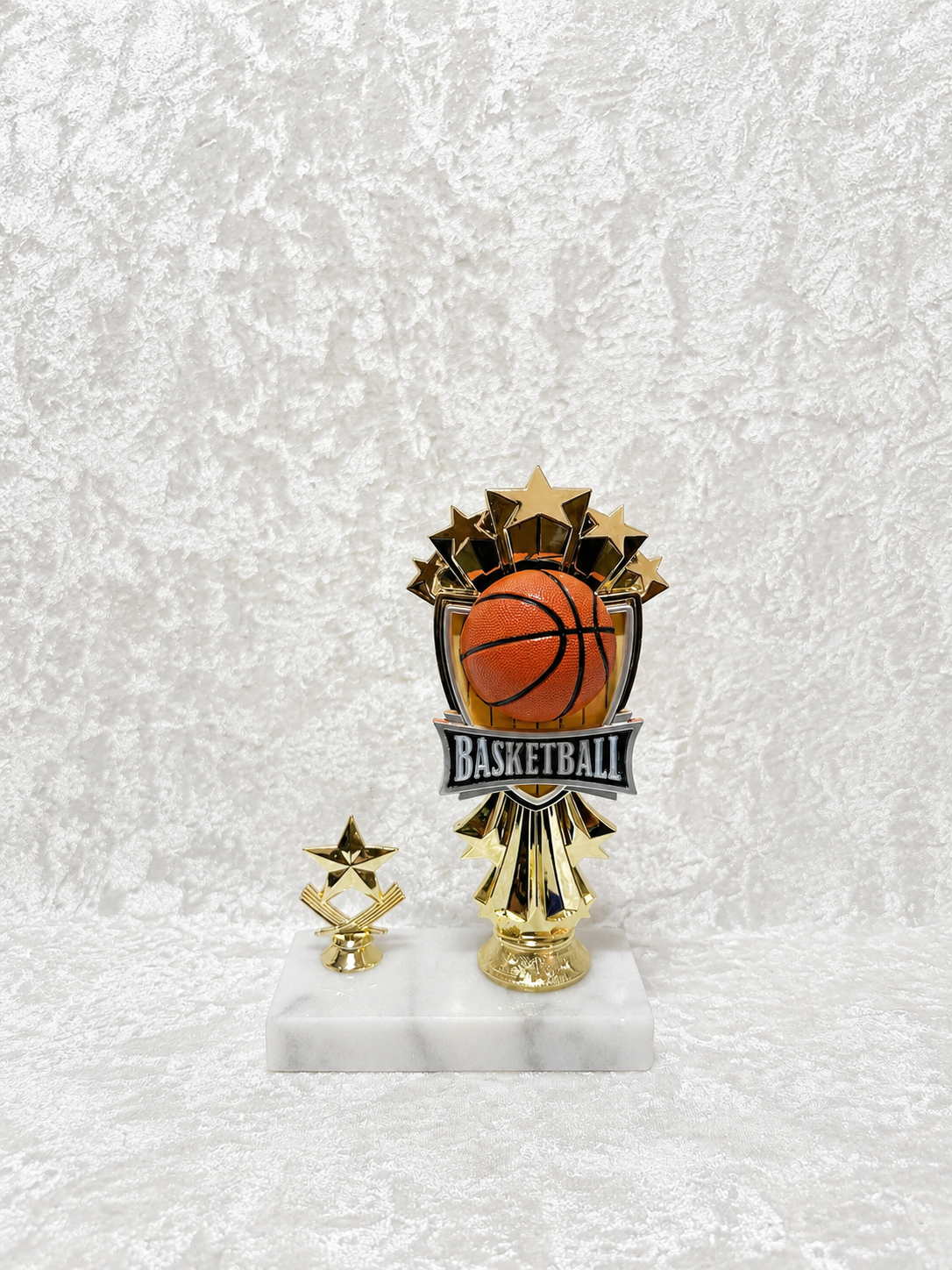 Trofeo de Baloncesto con Bola, Estrella y Base de Mármol