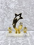 Trofeo Premium de Estrellas Dorado y Negro con Base de Mármol y Placa Personalizable