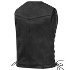 Chaleco de Cuero Ryder para Motociclista – Negro con Ajuste Lateral