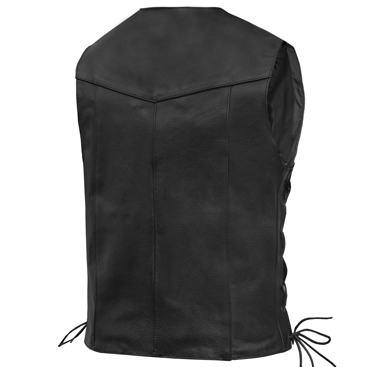 Chaleco de Cuero Ryder para Motociclista – Negro con Ajuste Lateral