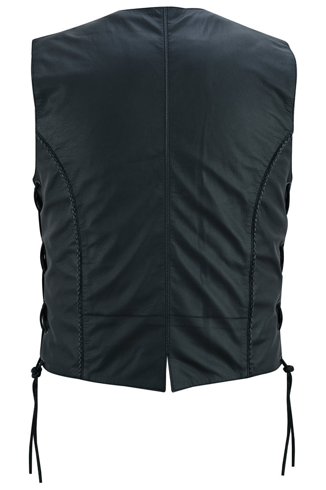 Chaleco de Cuero Wisp para Mujer – Negro con Detalles Trenzados