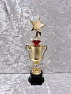 Trofeo Copa Dorada Premium con Estrella Grande, Diamante de Color y Placa Personalizable