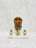 Trofeo de Baloncesto con Bola, Doble Estrella y Base de Mármol