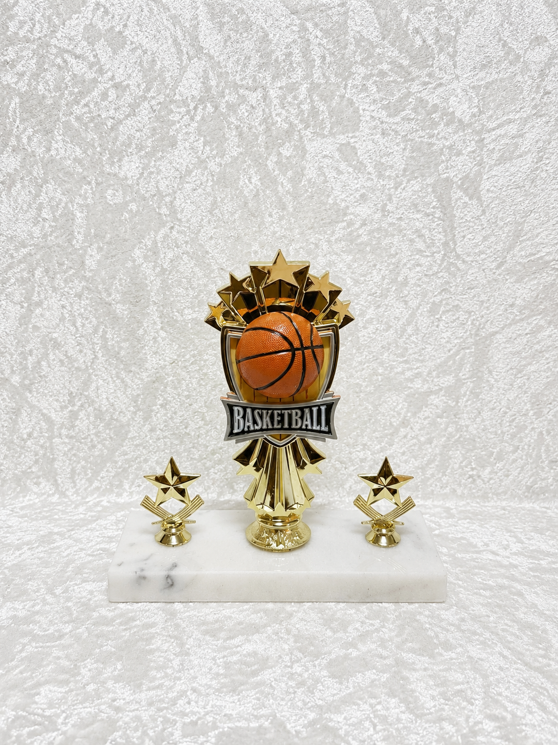 Trofeo de Baloncesto con Bola, Doble Estrella y Base de Mármol