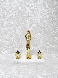 Trofeo de Jugador de Baloncesto con Doble Estrella y Base de Mármol
