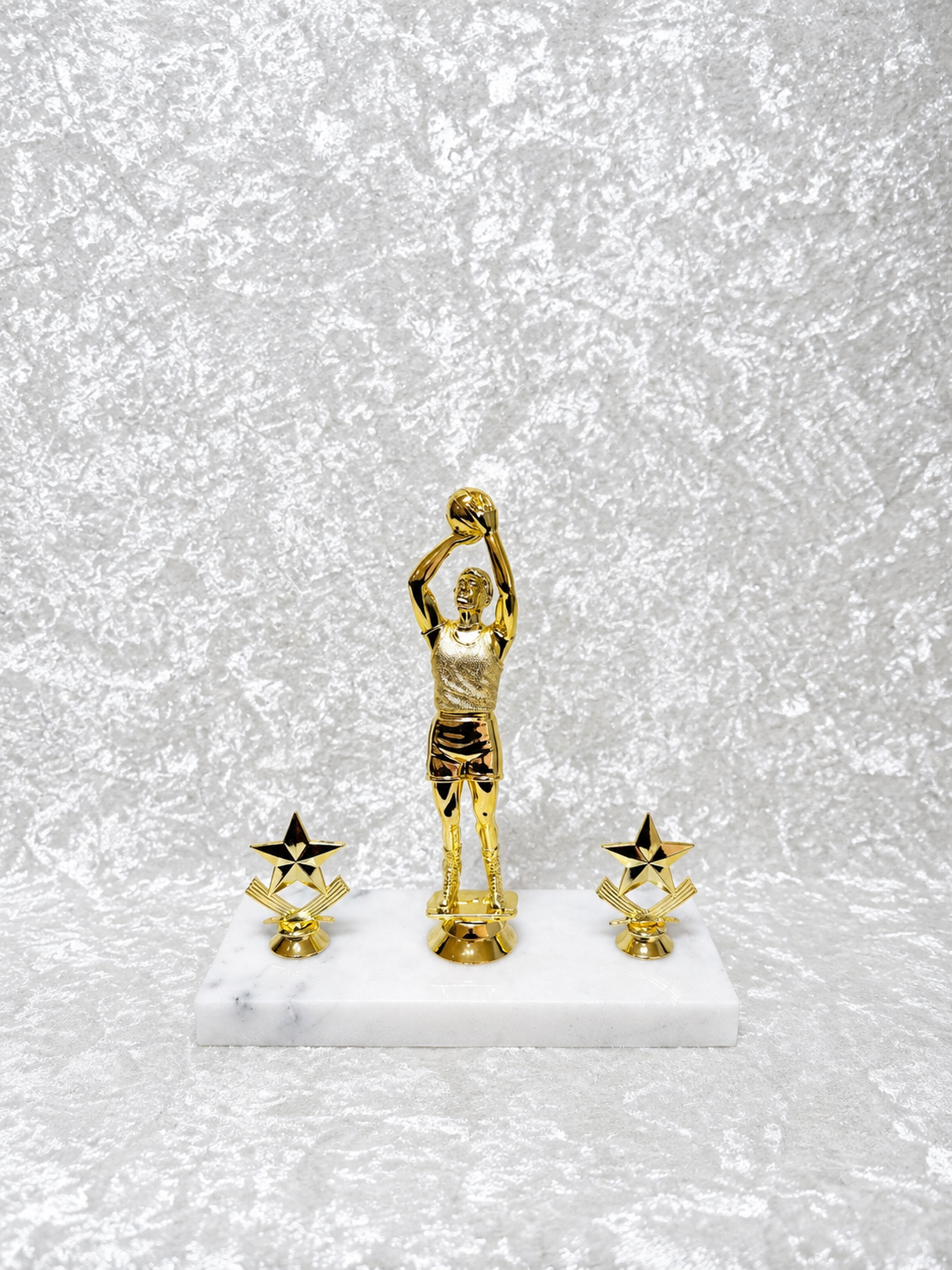 Trofeo de Jugador de Baloncesto con Doble Estrella y Base de Mármol