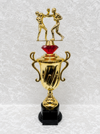 Trofeo Copa de Boxeo con Dos Peleadores y Opciones de Diamante
