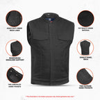 Chaleco de Mezclilla Negro para Motociclista Axel – Hombre