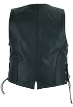 Chaleco de Cuero Fallon para Mujer – Negro con Detalles Trenzados