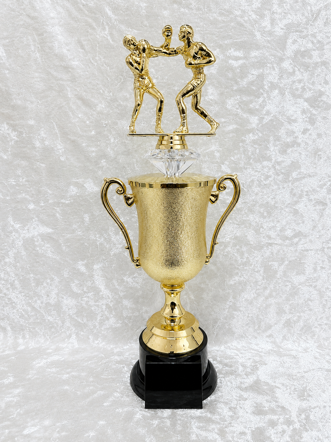 Trofeo Copa de Boxeo con Dos Peleadores y Opciones de Diamante