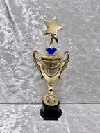 Trofeo Copa Dorada Premium con Estrella y Diamante Decorativo Personalizable