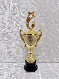 Trofeo Copa Dorada Premium con Estrellas, Disco para Logo y Placa Personalizable
