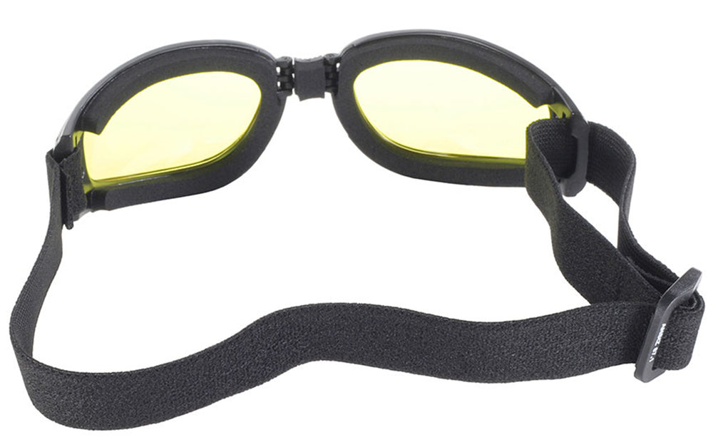 Gafas Plegables Nomad para Motociclista – Marco Negro y Lentes Amarillos