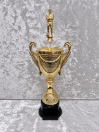 Trofeo Copa Dorada Premium de Fútbol con Jugador, Diamante y Placa Personalizable