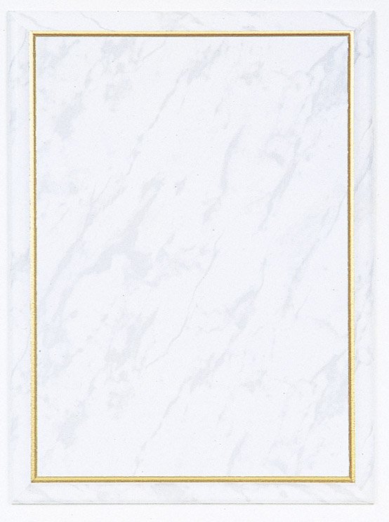 White Marble Plaque Board with Gold Accent Border