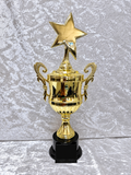 Trofeo Copa Dorada Premium con Estrella Grande y Placa Personalizable