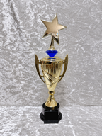 Trofeo Copa Dorada Premium con Estrella, Diamante de Color y Placa Personalizable