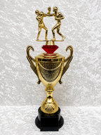 Trofeo Copa Premium de Boxeo con Dos Peleadores y Diamante Decorativo
