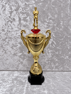 Trofeo Copa Dorada Premium de Fútbol con Jugador, Diamante y Placa Personalizable