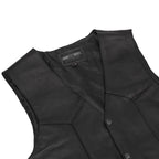 Chaleco de Cuero Ryder para Motociclista – Negro con Ajuste Lateral