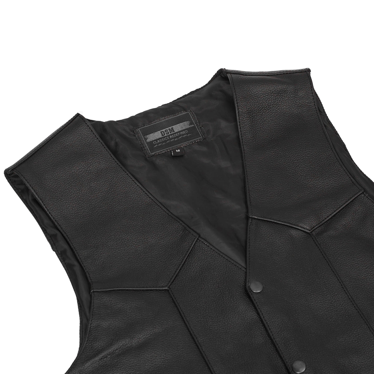 Chaleco de Cuero Ryder para Motociclista – Negro con Ajuste Lateral