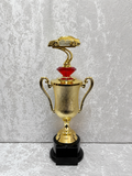 Trofeo Dorado Rally Car con Copa Clásica y Detalle Acrílico Personalizable