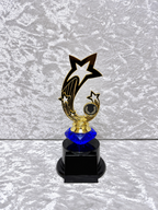 Trofeo Estrellas Dorado y Negro con Diamante de Color y Placa Personalizable
