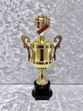 Trofeo Copa Dorada de Música con Piano, Micrófono y Placa Personalizable