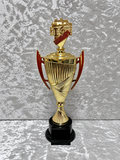 Trofeo Copa Dorada Premium de Música con Piano, Micrófono y Placa Personalizable