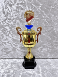 Trofeo Copa Dorada de Música con Piano, Micrófono y Diamante de Color Personalizable
