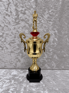 Trofeo Copa Dorada Premium de Fútbol con Jugador, Diamante y Placa Personalizable