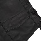 Chaleco de Cuero Ryder para Motociclista – Negro con Ajuste Lateral