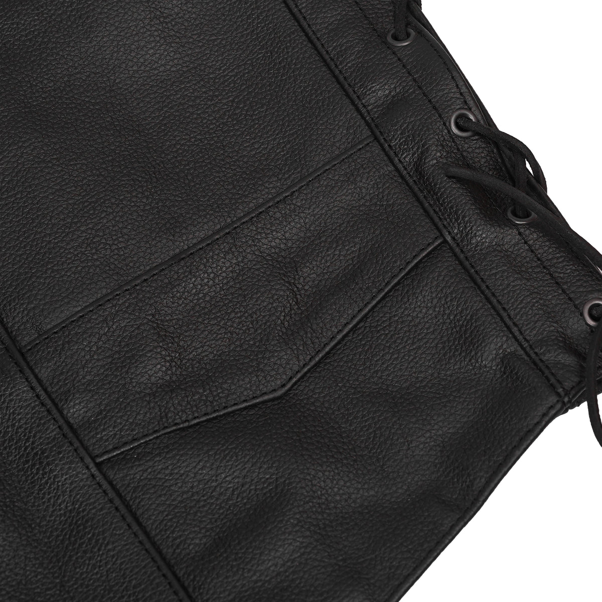 Chaleco de Cuero Ryder para Motociclista – Negro con Ajuste Lateral