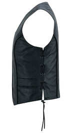 Chaleco de Cuero Wisp para Mujer – Negro con Detalles Trenzados