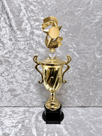 Trofeo Copa Dorada Premium con Diseño Espiral, Estrellas, Diamante Personalizable y Placa Personalizada