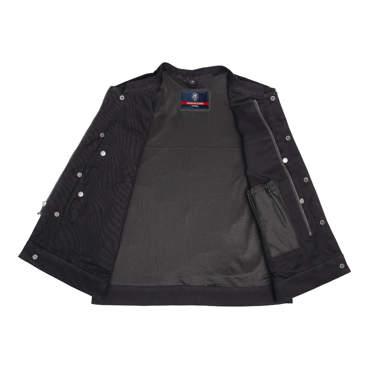 Chaleco de Cuero Negro para Motociclista Estilo SWAT con Ajuste Lateral
