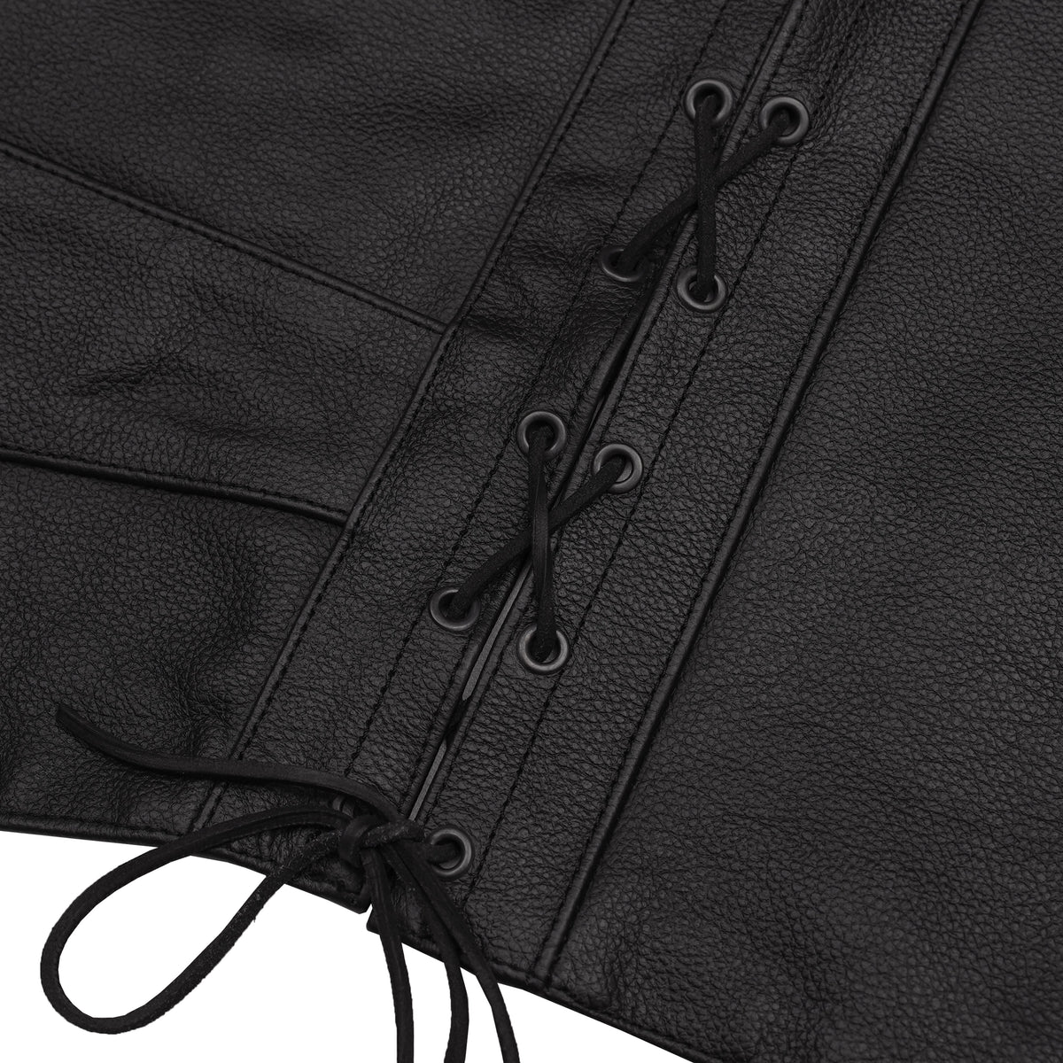 Chaleco de Cuero Ryder para Motociclista – Negro con Ajuste Lateral