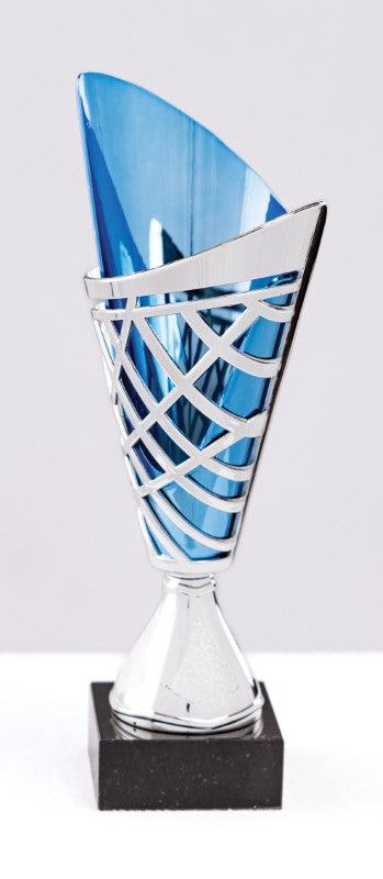 Silver & Blue Modern Wave Cup Trophy