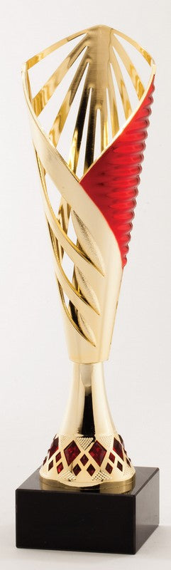 Gold & Red Elegant Spiral Cup Trophy – 12 1/4"