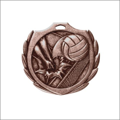 Burst Volleyball Medal 2¼" – Gold, Silver & Bronze Award Medal
