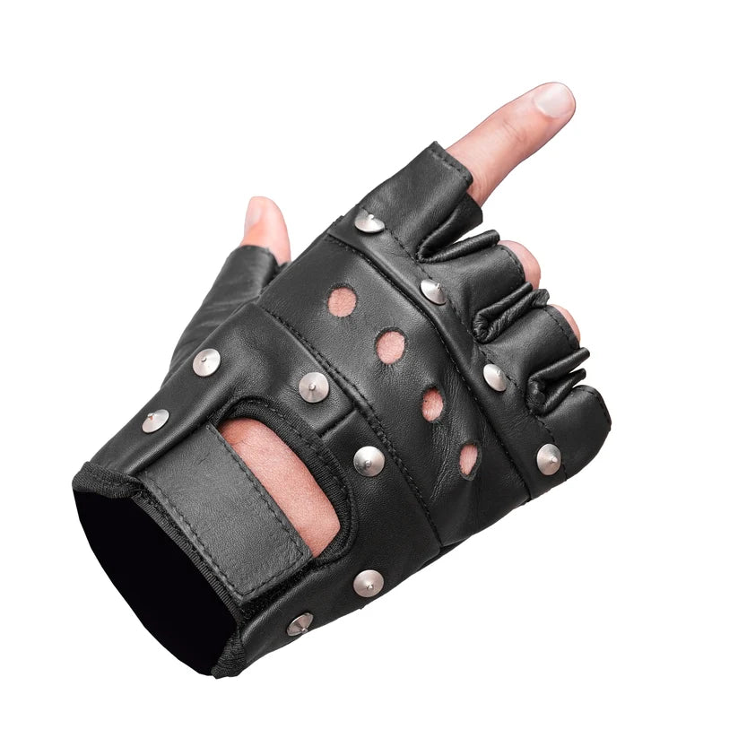 Guantes de Cuero sin Dedos Steel Star para Hombre – Con Tachuelas