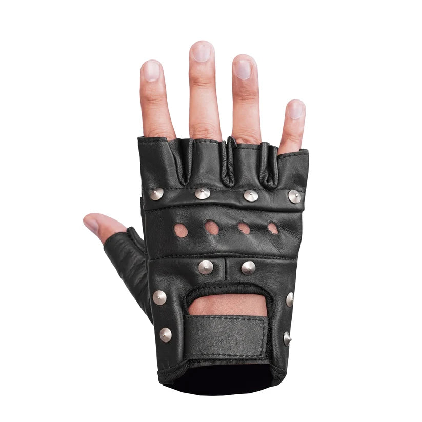 Guantes de Cuero sin Dedos Steel Star para Hombre – Con Tachuelas